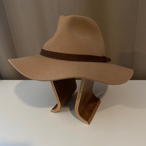 Brown Wool Wide Brim Hat‎ Women’s Size ML with Ribbon Band - Picture 1 of 8